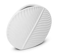 Nordic Style Ceramic Vase, White Flat Leaf Flower Porcelain Vase Decor for Living Room Office