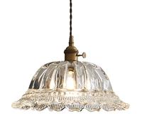 Nordic -Style Chandeliers, Creative Petal Glass Pendant Light Lampshades, Flush Mountain Sucks Pendant Lamp, E27Screw Single Head Hanging Lamp, Restaurant Balcony Decorative Lighting Fixtures