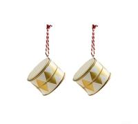 Nordic Style Christmas Drum Ornament Made of Iron for Tree Hanging and Holiday Home Decor (C)