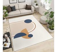 Nordic Style Cream Home Decoe Rug， Medieval Abstract Geometric Decorative Anti-Slip Washable Rugs， Apply To Living Room Bedroom (100x140cm)