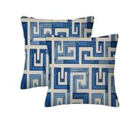 Nordic Style Cushion Covers 40 x 40 cm Set of 2 Outdoor Cushions Blue, Waterproof Linen Square Pillow Covers with Stitched Edge, Outdoor Throw Pillow Decorative for Home Garden Furniture Patio S-838