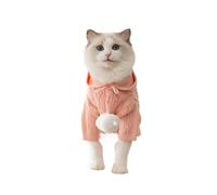 Nordic style diamond pattern pet clothes for small and medium-sized cats and dogs, color-blocked fashion outfits, Teddy bear autumn and winter fitted clothing(Pink连帽毛球,XXL 15-20jin)