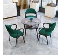 Nordic Style Dining Table Set with 3 Chairs Modern Office Conference Table & Leisure Balcony Round Table Combination Perfect for Small Spaces - Color C-04