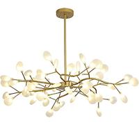 Nordic Style Fireflies Chandeliers Led Branch Pendant Light Adjustable Hanging Lamp Ceiling Light Fixture with Glass Shade for Living Room Restaurant Loft Bar Farmhouse