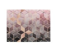 Nordic Style, Geometric Pattern Pink Rose, Gold,500 Pieces Puzzles for Adults-Wooden Jigsaw Puzzle for Adults Elderly