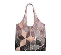 Nordic Style, Geometric Pattern Pink Rose, Gold,Reusable Tote Bags Grocery Bags Large Capacity Canvas Shopping Shoulder bag