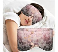 Nordic Style, Geometric Pattern Pink Rose, Gold, Sleep Mask for Home Travel, Full Eye Covers Light Blocking Eye Mask Sleep Eye and Ear Muffs