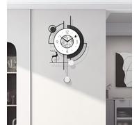 Nordic Style Modern Wall Clock Minimalist Creative Decorative Wall Clocks Silent Non Ticking Battery Powered Pendulum Clock Art Fashion Wall Deco for Living Room Kitchen Bedroom Office, 35*62 cm