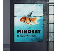 Nordic Style Motivation Canvas Paintings Mindset is Everything Fish Posters and Prints Wall Art for Home Decoration 50x70cmx1pcs frameless