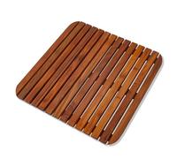 Nordic Style Premium Teak Shower and Bath Mat for Indoor and Outdoor Use - Non-Slip Wooden Platform for Spa, Sauna, Pool, Hot Tub - Flooring Decor and Protector (19.6" x 19.6", Oiled Finish)