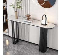 Nordic Style Slim Console TableLuxe White Entryway Furniture with Black Iron FrameVersatile Accent Table for Hallway Living Room and Entry (140x30x80cm)
