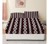 Nordic Style Small Double Fitted Sheet Bohemian Bed Sheets Deep Pocket 12 inch (30 cm) Soft Cozy 3 Piece Microfibre Bed Sheet 120x190 cm with 2 Pillowcases 50x75 cm