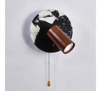 Nordic Style Stone Wall Lamp, Adjustable Wall Mount Reading Light with Pull Switch, Natural Marble Wall Sconce, Indoor Directional Lighting for Bedroom Bedside Living Room(B) (A)