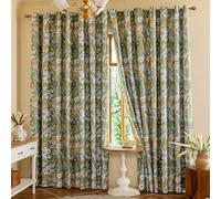 Nordic Style Thermal Blackout Curtains - 2 Pieces, Printed Polyester Drapes for Bedroom, Living Room & Studio, Green, 55" x 102"/140 x 260cm, Energy Efficient & Light Blocking