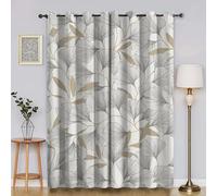 Nordic Style Thermal Insulated Blackout Curtains for Living Room & Bedroom 54" Drop Eyelet Drapes 66" W x 54" L 2 Panels Elegant Patterned Window Treatments