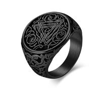 Nordic Style Viking Odin Triangle Knot Titanium Steel Ring, Men's Vintage Celtic Knot Ring