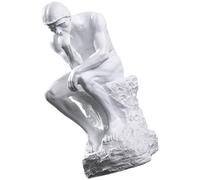 Nordic Style White Thinker Figurine Resin Sculpture, Artistic Desktop Tabletop Decor for Living Room, Study, Office Home Accent Statue