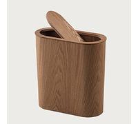 Nordic Style Wooden Trash Can - Ultra-Slim Bathroom & Kitchen Waste BinCreative Paper Basket with Swivel Lid for Home Office & Toilet Spaces