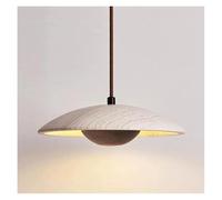 Nordic Style Yellow Travertine Bedside Chandelier Retro Flying Saucer Simple Personality Restaurant Pendant Lights LED(Log wood color)