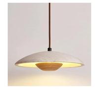 Nordic Style Yellow Travertine Bedside Chandelier Retro Flying Saucer Simple Personality Restaurant Pendant Lights LED(Log wood color)