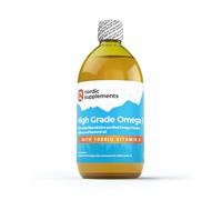 Nordic Supplements High Strength 500ml Omega 3 Fish Oil with 1000iu Vitamin D3 in Natural Cholecalciferol Form. Taste Award Winning Lemon Flavoured and Tested