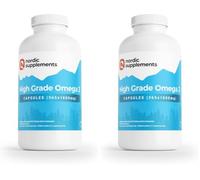 Nordic Supplements High Strength Pharmaceutical Grade Omega 3 Fish Oil Capsules, 1000 mg, Pot of 365 Capsules (Pack of 2)