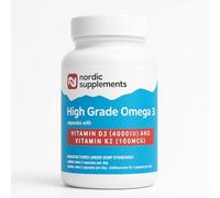 Nordic Supplements Omega-3 Fish Oil 1000mg with Vitamin D3 4000IU & K2 100µg - High Strength, 60 Capsules