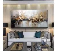 Nordic Texture Gold Abstract Oil Painting print on Canvas Modern Room Home Decor Large Poster Wall Art Picture 50x100cm Frameless