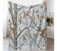 Nordic Throw Blanket for Sofa Forest Dead Branches Autumn Leaves Deco Accents Fleece Blanket for Adults, Warm Plush Soft Off-White Bed Blanket for Couch Cozy Home Decor, 100 x 130 cm