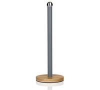 Swan SWKA17511GRYN Nordic Scandi Towel Pole/Kitchen Roll holder with Non-slip Wooden Base, Slate grey, Steel, Holds 1 Paper