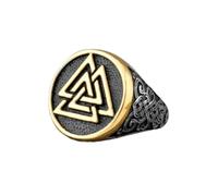Nordic Trend Viking Odin Triangle Rune Men's Stainless Steel Rings Sizes 7-13-Silver/Gold-13