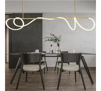Nordic Tube LED Pendant Light, Minimalist Iron Long Strip Chandelier Adjustable Hanging Lamps Decorative Ceiling Lighting for Kitchen Island, Restaurant