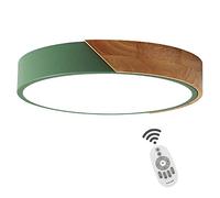 Nordic Ultra-Thin Led Ceiling Light,40Cm Green Round Close to Ceiling 1800-2000Lm,24W Flush Mount Acrylic Ceiling Lamp Wood for Bedroom Hallway Dining Room,Warm White,40Cm (Dimmable+remote 40Cm)