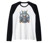 Nordic Viking Cat Warrior Norse for Women, Men, Kids Raglan Baseball Tee