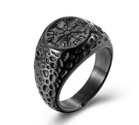 Nordic Viking Compass Compass Titanium Steel Ring, Men's Vintage Viking Symbol Ring