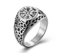 Nordic Viking Compass Compass Titanium Steel Ring, Men's Vintage Viking Symbol Ring