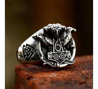 Nordic Viking Odin's Raven Totem Signet Ring Stainless Steel Retro Biker Ring-8