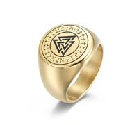 Nordic Viking Script Titanium Steel Ring, Rune Rune Irish Eternal Triangle Stainless Steel Ring