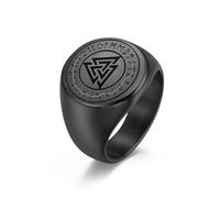 Nordic Viking Script Titanium Steel Ring, Rune Rune Irish Eternal Triangle Stainless Steel Ring