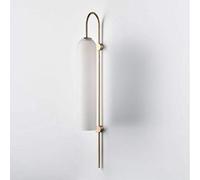 Nordic Wall Lamp Glass Shade Metal Wall Light, Modern Sconce Wall-mounted Lamps Indoor Lighting Fittings for Living Room Kitchen Bar Lounge Balcony Bedroom Bedside, E27 Socket (Color : White)