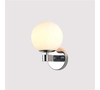 Nordic Wall lamp Metal Wall lamp Modern Wall lamp Indoor Wall Washer lamp White Spherical Glass lampshade Suitable for Living Room Bedroom Bedside Cafe Restaurant Lighting(Chrome)