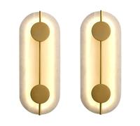 Nordic Wall Lamps,Round Marble Wall Sconces Brass Anti-Rust Wall Light Alabaster Stwall Mount Lighting Oval Marble Wall Lamp Bedroom Hardwired Wall Light For Living Room/White Light/Round 2Pac