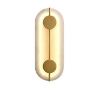 Nordic Wall Lamps,Round Marble Wall Sconces Brass Anti-Rust Wall Light Alabaster Stwall Mount Lighting Oval Marble Wall Lamp Bedroom Hardwired Wall Light For Living Room/White Light/Round 2Pac