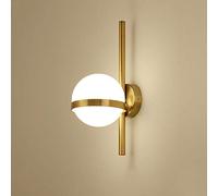Nordic Wall Light White Glass Globe Shade Metal Sconce, Simple Flush Mount Wall Lamp Geometric Wall Wash Lights for Living Room Bedroom Bedside Cafe Bar Decoration ( Color : Blanc , Size : Medium-gold
