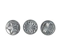 Nordic Ware 01237 Pretty Pleated Cookie Stamps (Set of 3), Sturdy Cast Aluminium with Removable Hardwood Handles, Silver