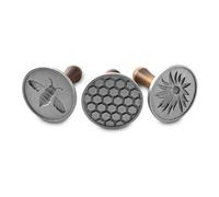 Nordic Ware 01250 Honey Bees Cookie Stamps (Set of 3), Sturdy Cast Aluminium with Removable Hardwood Handles