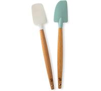 Nordic Ware 02108 Small Detachable Head Set of 2, Silicone Spatula with Wooden Handle, High-Quality Equipment for Baking, Colour: Black, Wood, Sea Glass/White