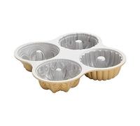 Nordic Ware Bundt Pan – Bundt Quartet, 9-Cup Cast Aluminium, Multiple Designs – Gold