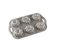 Nordic Ware 94648 Wreathlettes Cakelet Pan Cast Aluminium Bundt Tin, Silver