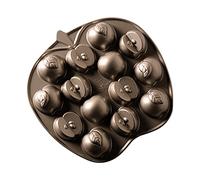 Nordic Ware Apple Slice Cakelet Pan, 3D Cast Aluminium Bundt Tin, Bundt Cake Tin with Fruit Pattern, Premium Cake Mould Made in The USA, Colour: Bronze